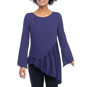NWT The Limited Women's Astral Aura Asymmetrical Pleated Long Sleeve Blouse Top